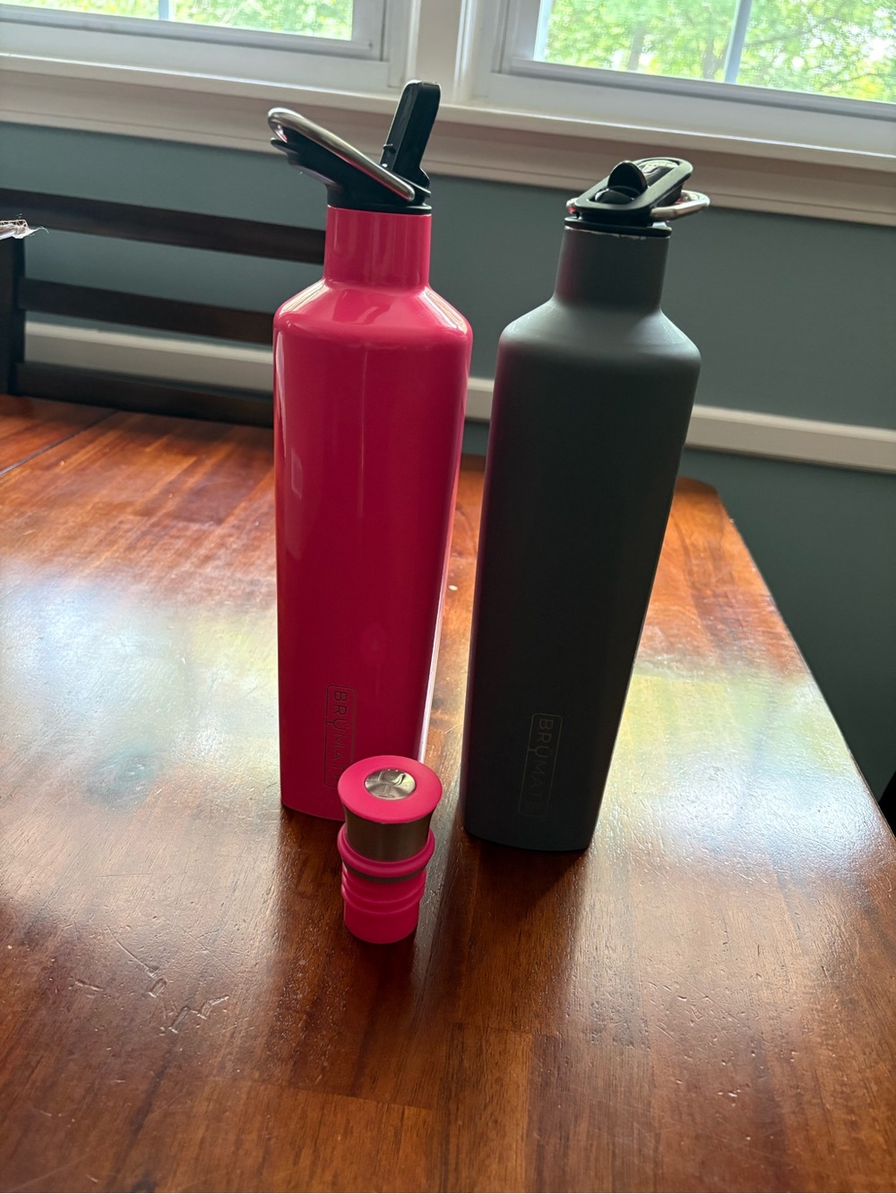 BRÜMATE Pink and gray Stainless Steel Water Bottle with Spill-Resistant Lid